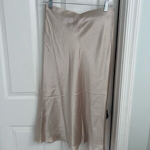 Quince Cream Midi Slip Skirt for Work